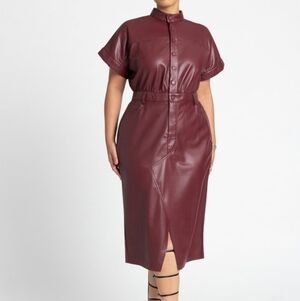 Eloquii Burgundy Faux Leather Dresd